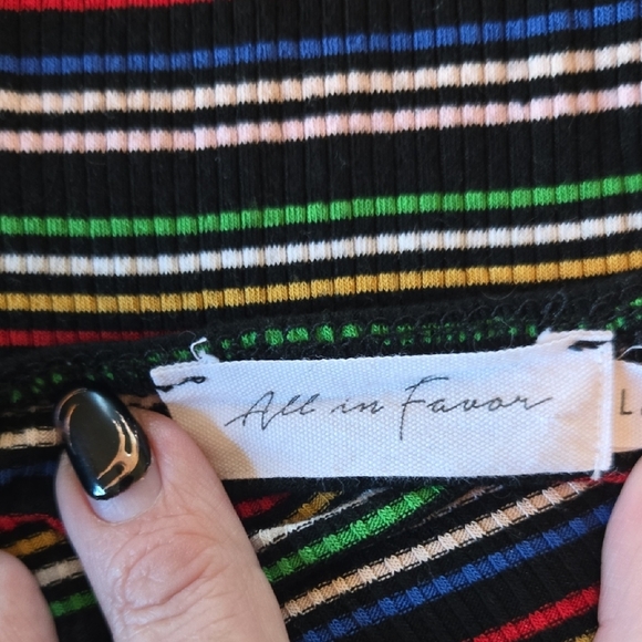 All in Favor Striped Dress L Stretchy Cozy 🌈 Pride 🌈 Black Bkgrd So Ready 4 U! - Picture 9 of 10